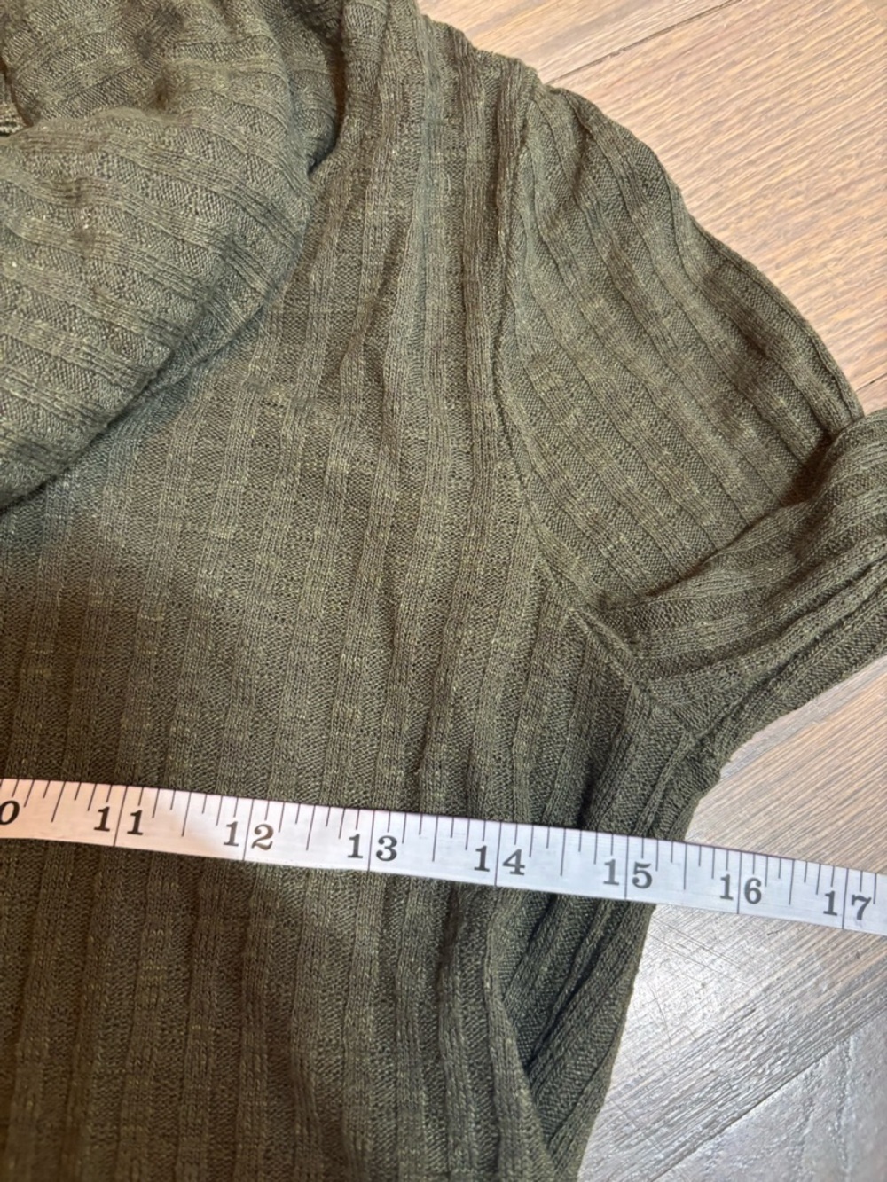 Anthropologie Maeve Olive Ribbed Cowl Peplum Sweater. XS - Picture 5 of 7